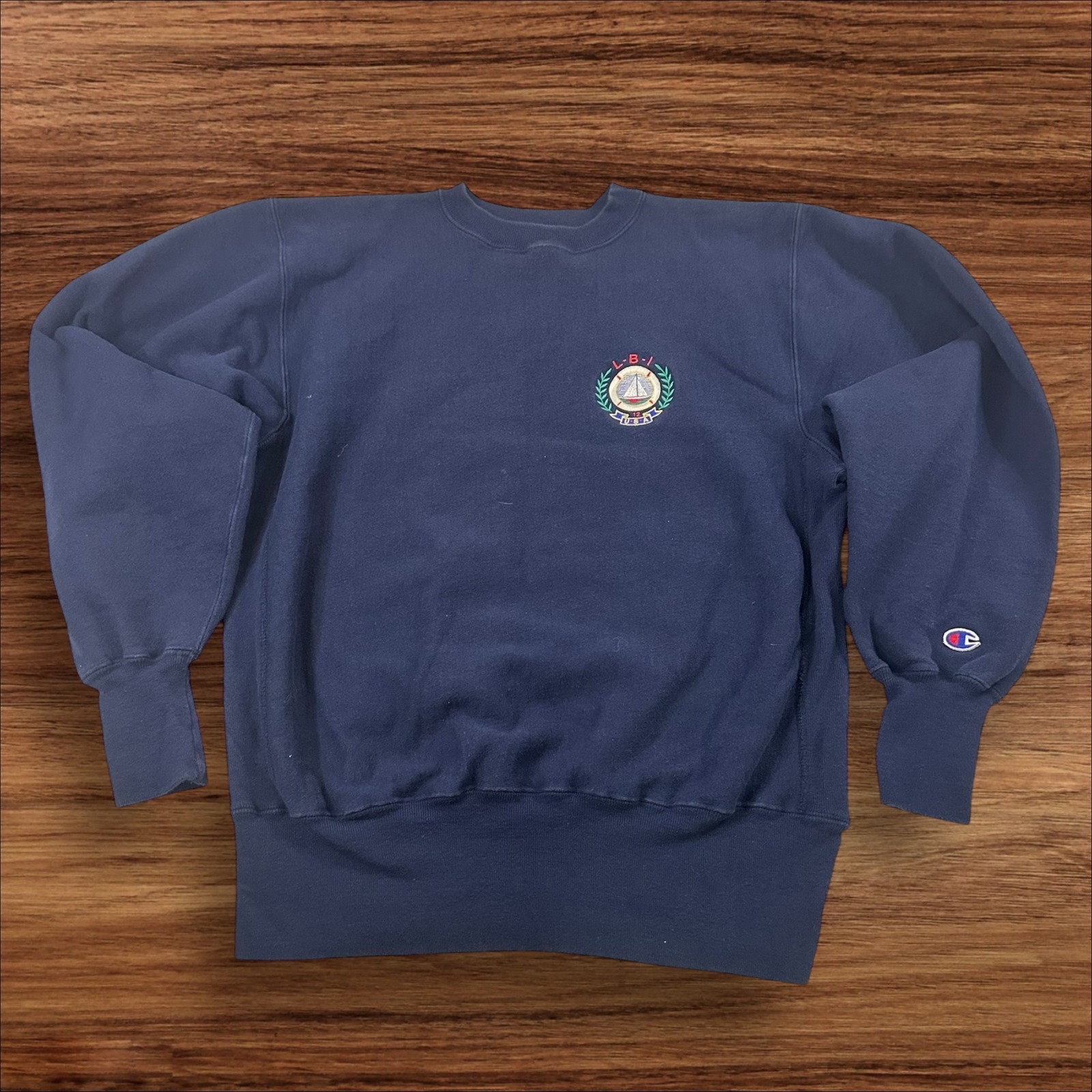 Champion Reverse Weave Lbi Usa Navy Blue Crewneck Sweatshirt Mens Large